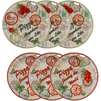6er Set Pizzateller Charme Red + Charme grün - Rom rot + Moskau grün - 31cm - 04019#ZCHAR + 04019#ZCHAV