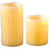 Britesta 2er-Set LED-Echtwachskerzen "Glow by Blow", Luftzug-Sensor, 10 & 15 cm