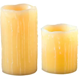 Britesta 2er-Set LED-Echtwachskerzen "Glow by Blow", Luftzug-Sensor, 10 & 15 cm
