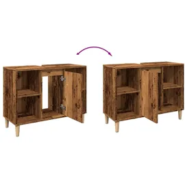 vidaXL Badschrank Altholz-Optik 80x33x60 cm Holzwerkstoff