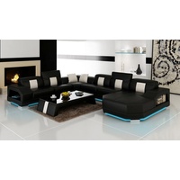 JVmoebel Ecksofa, Leder Sofa Couch Wohnlandschaft Eck Design Modern Couch U-Form schwarz|weiß