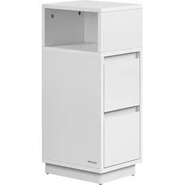 VASAGLE Nachttisch, schmal, Beistelltisch mit 2 Schubladen, offenes Fach - Weiß