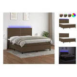 vidaXL Boxspringbett mit Matratze & LED Dunkelbraun 180x200 cm Stoff