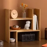 Navaris Bambus Schreibtisch Organizer 51x15,5x40 - Tisch Regal Ordnungssystem verstellbar - Eckregal für Küche Büro Bad Regalaufsatz