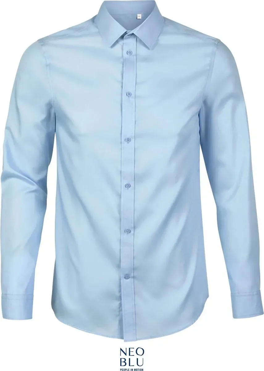 NEOBLU Herren Micro-Twill Hemd langarm Blaise Men soft blue M