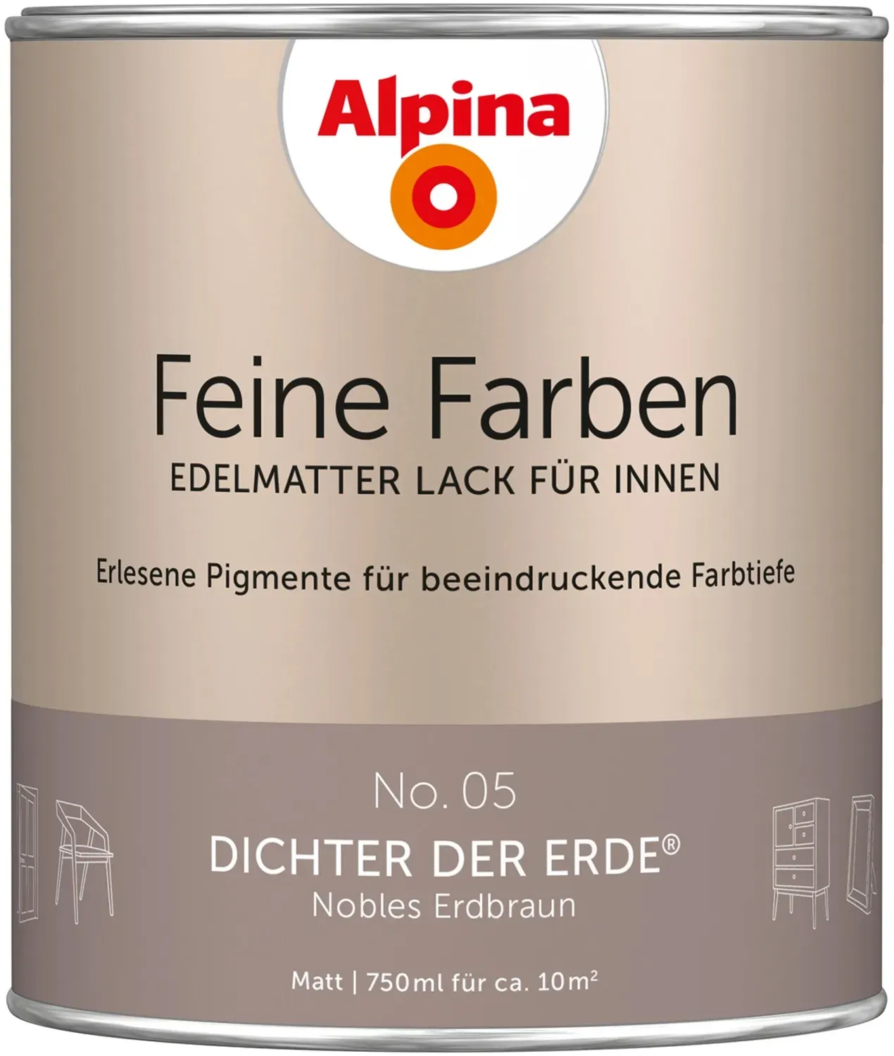 Alpina Feine Farben Lack No. 05  Dichter der Erde® Braun edelmatt 750 ml
