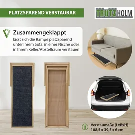 Baumarktplus Hunderampe Echtholz 104x35 cm höhenverstellbar & klappbar 35 kg Tragkraft weiche Filz-lauffläche