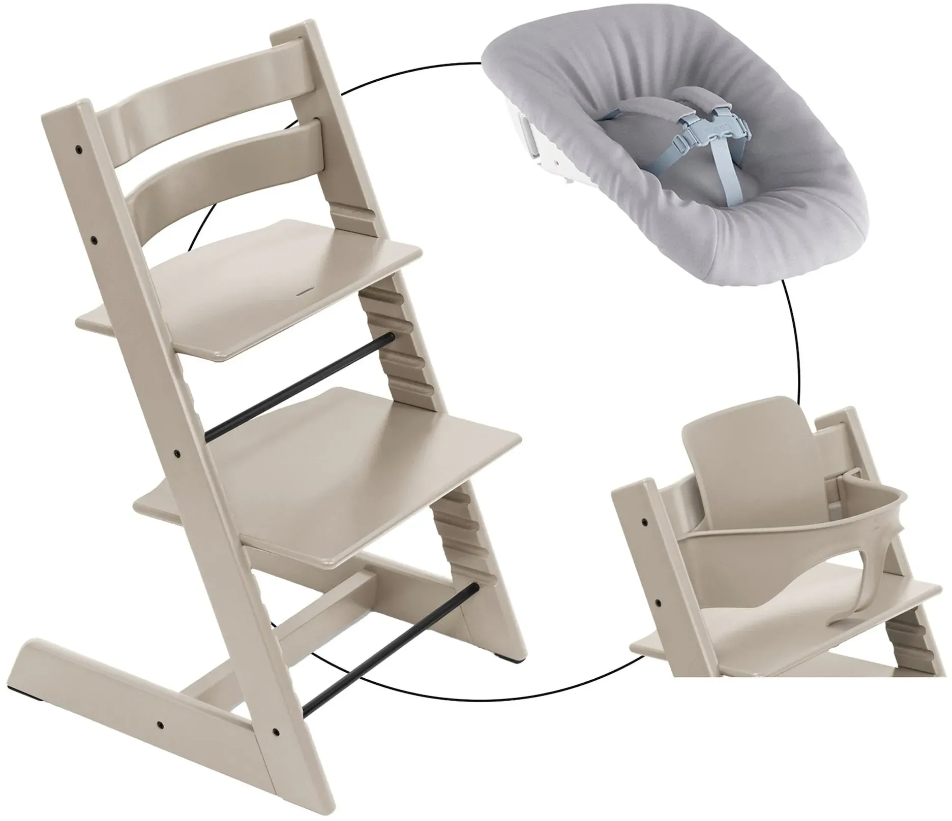 Stokke® TRIPP TRAPP® Bundle Treppenhochstuhl inkl. Newbornset Light Grey & Babyset, grau