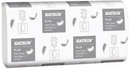 KATRIN Plus One Stop L 3 Papierhandtuch, 23,5 x 34 cm, Hochwertiges Falt-Handtuch, 3-lagig, hochweiß, 1 Karton = 21 Packungen à 90 Tücher