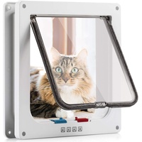 Sailnovo Katzentürklappe (Außengröße 19 * 20 * 2,1cm), 4-Fach verriegelbare Katzenklappe für Innen- und Außentüren, wetterfeste Haustiertür für Katze/Hund einfache Installation