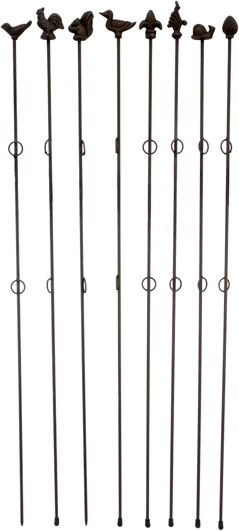 Gartenstecker Guß 125cm Lilie,Banner Hahn,Ente,Schnecke,Vogel,Eichhörnchen  - braun