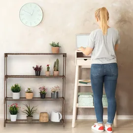 Relaxdays Blumenregal mit 4 Ablagen 106 x 91 x 28 cm Braun