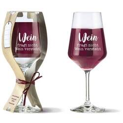 GILDE Rotweinglas Glas Weinglas ‚Wein fragt …‘ 500ml, Glas