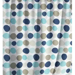 KS Handel 24 Textil Duschvorhang Punkte Blau Beige 150x200 cm, inkl. Duschvorhangringe inkl. Beschwerung
