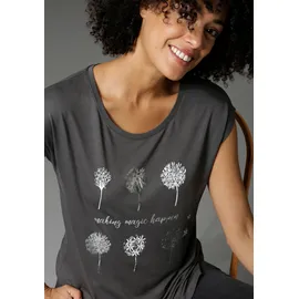 Aniston CASUAL T-Shirt in anthrazit-weiß-silberfarben | Gr.: 34