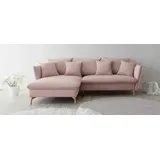 Andas Ecksofa »MERLE, 258 cm, L-Form, traumhafter Cord,«, mit Bettfunktion und Bettkasten, Liegefläche 224 x 139 rosa