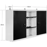 XPOtool Werkzeugwand und Werkzeugschrank Set, Lochwand plus 1x Hängeschrank, Werkzeughalter Wand aus Stahl, Lochplatten und Werkstattschrank
