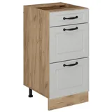 Vicco Küchenunterschrank R-Line, Weiß Landhaus, 40 cm mit Schubladen, ohne Arbeitsplatte