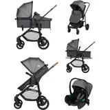 Bebeconfort Haze Trio, Kinderwagen 3-in-1 Komplettset, 0–4 Jahre, 2-in-1-Sitzeinheit, wendbarer & leichter Kinderwagen, i-Size-Babyschale,Tinted Stone