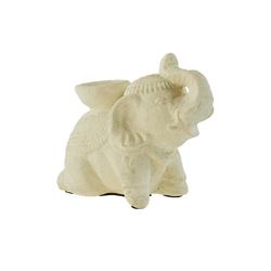 maDDma Tierfigur Elefant Teelichthalter, Beton - Elephant Kerzenhalter Kerzenständer weiß