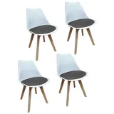 HTI-Living Esszimmerstuhl 4er Set Design-Stühle mit Sitzpolster (Set, 4 St), Esszimmerstuhl Kunststoffschale Samtbezug Holzfüße grau|weiß