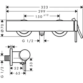 Hansgrohe Tecturis S Einhebel-Duscharmatur Aufputz für 1 Verbraucher Mattschwarz 73622670