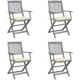 vidaXL Klappbare Gartenstühle 48,7 x 57 x 91 cm beige 4 St.
