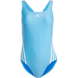 adidas Women's 3-Stripes Swimsuit Badeanzug, Blue Burst/Green Spark, 30