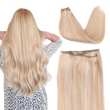 SURNEL Echthaar Tressen Extensions Blond 45cm 100g Karamellblond gemischt Platinblond Extensions Echthaar Tressen Remy Haartressen Echthaar zum Einnähen Sew in Weft Blond #27/60 (Tressen#27P60-18zoll)