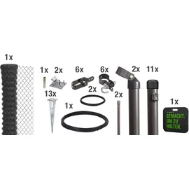 GAH Alberts Maschendrahtzaun ALBERTS, grau, H:125cm, Stahl, Zaunelemente, Höhe: 80-200cm, Gesamtlänge: 15-25m, mit Bodenhülsen