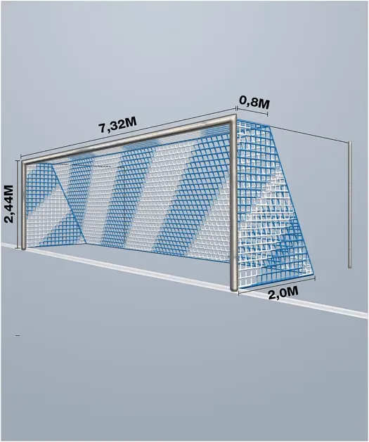 Cawila Tornetz 7,50x2,50m | Tiefe 0,8x2,0m | Maschenweite 12cm | Stärke 4mm | blau/weiß