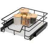 bremermann Teleskopschublade 45 cm mit Einlegeboden, Küchenschublade zum Nachrüsten, Schrankauszug aus Metall, schwarz