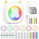 GuKKK Mini Drucker, Mobiler Fotodrucker, Tragbarer Mini Fotodrucker, Wireless Thermodrucker, mit 13 Rollen Druckerpapie und 5 Buntstifte, Smartphone Bluetooth Drucker, für Liste, Journal