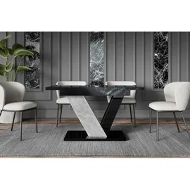 altdecor Esstisch 120 - 160 x 75 x 80 cm hochglanz Schwarz/Grau