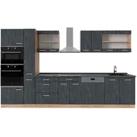Vicco Küchenzeile R-Line 350 cm Schwarz Beton/Goldkraft Eiche