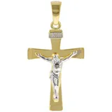 trendor Kreuzanhänger 78803, Kruzifix-Anhänger für Herren 585 Gold Bicolor 29 mm goldfarben