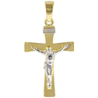 trendor Kreuzanhänger Kruzifix- für 585 Gold Bicolor 29 mm goldfarben