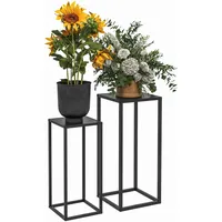 Outsunny 2er-Set Pflanzenständer im Skandinavischem Design Stahlbeine Schwarz