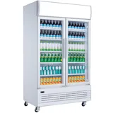 METRO Professional Doppel Getränkekühlschrank GSC2100, Stahl/Glas, 120 x 72.5 x 206.6 cm, 930 L, mit Schloss, weiß (Weiß)