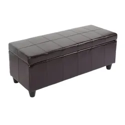 Mendler Bank Sitzbank MIT Aufbewahrung Kriens Leder + Kunstleder 112x45x45cm ~ braun
