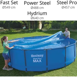 BESTWAY Solarabdeckung Flowclear Rund blau 462 cm
