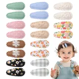 20 Stück Haarclips für Kleinkinder, Blumenmuster Snap-Haarnadeln, rutschfeste Karo-Stoff-Haarspangen, Baby-Haaraccessoires für Mädchen (Stil 2)