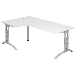 HAMMERBACHER Savona Schreibtisch weiß L-Form, C-Fuß-Gestell silber 200,0 x 80,0/120,0 cm