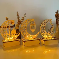 Ramadan Deko, Ramadan Geschenke, 3 Stück Ramadan Dekoration Blitz Holz Eid Mubarak Dekoration, Castle, Mit Mondmotiv, Ramadan Dekoration
