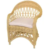 Mid.you Sessel, Beige, Holz, Rattan, 65x85x65 cm, Stühle