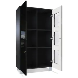 Vladon Vitrine, Anthrazit, Holzwerkstoff, 71x129x35 cm, Wohnzimmer, Wohnwände, Vitrinenschränke