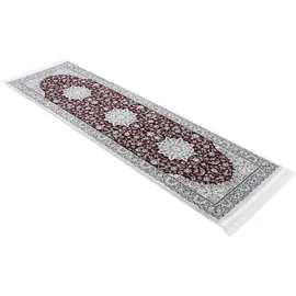 carpetfine Orientteppich Nain Diane Rot 80x600 cm Läufer | Tradtioneller Teppich für Schlaf- und Wohnzimmer