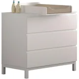 Vipack Wickelkommode weiß Holz, Holzwerkstoff, Kiefer, teilmassiv, 3 Schubladen Schubladen, 98.5x103.4x72.6 cm, Babymöbel, Wickelkommoden, & Zubehör, Wickelkommoden