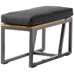 Loungetisch, Grau, Metall, Textil, Teakholz, rechteckig, Kufe, 32x35 cm, Sitzgelegenheit, Loungemöbel, Loungetische