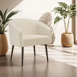 Tectake tectake® Sessel Mysig gepolstert, mit Bouclé-Bezug,